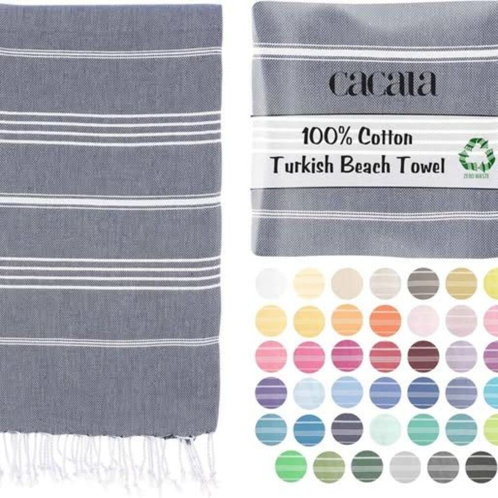 37"×70" Lightweight Thin Turkish Beach Towel 100% Cotton Sand-Free Quick-Drying